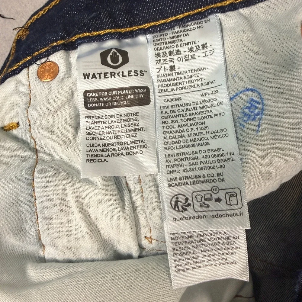 Levis‎ 501 Jeans Mens 36x32 Dark Wash Button Fly Straight Leg Cotton Denim